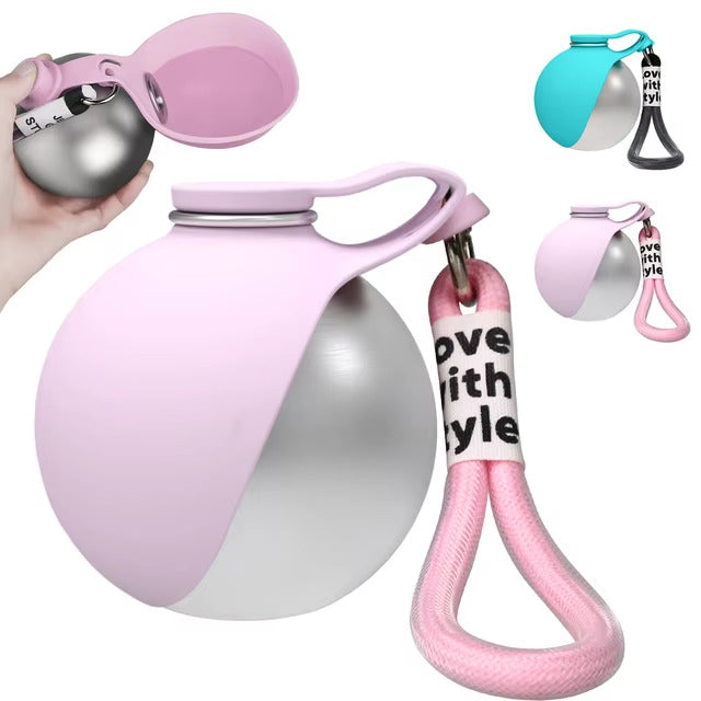 Pink Trailsip bottle with the bowl open above it, shown alongside teal and pink colour options